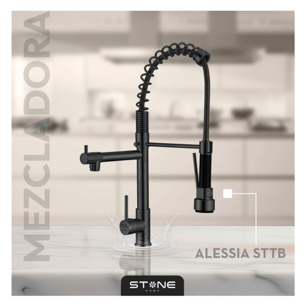MEZCLADORA MONOCOMANDO P/COCINA ALESSIA STTB-01 BLACK STONE
