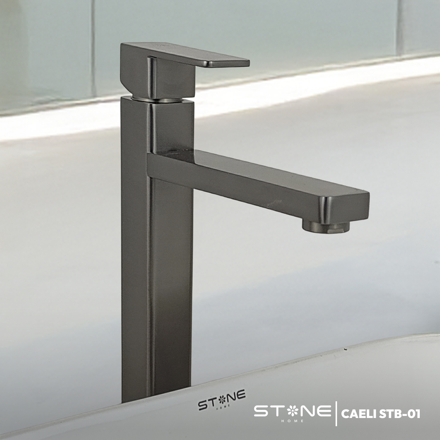 MEZCLADORA MONOCOMANDO P/BOWL AL MUEBLE CAELI STB-01 BLACK STONE - Imagen 4