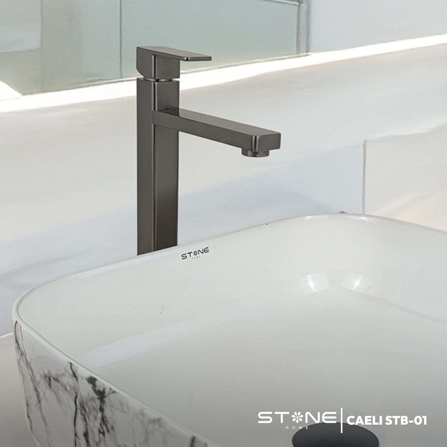 MEZCLADORA MONOCOMANDO P/BOWL AL MUEBLE CAELI STB-01 BLACK STONE - Imagen 5