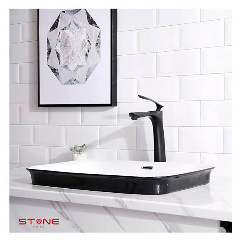 MEZCLADORA MONOCOMANDO P/BOWL AL MUEBLE CAROLINE STB-01 BLACK STONE - Imagen 2