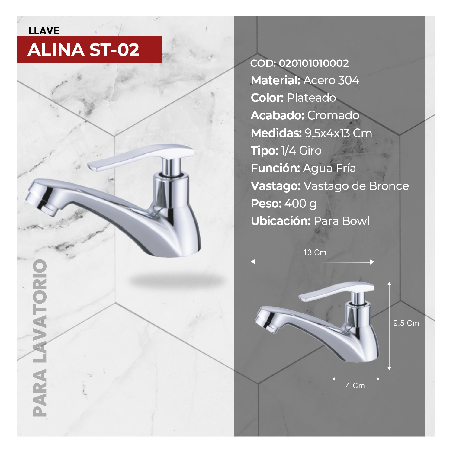 LLAVE P/LAVATORIO ALINA ST-2 STONE - Imagen 5