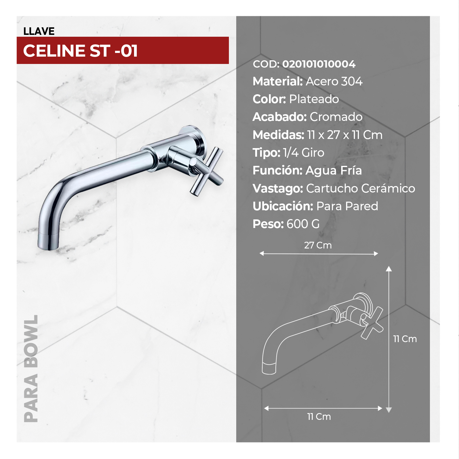 LLAVE P/BOWL CELINE ST-01 STONE - Imagen 2