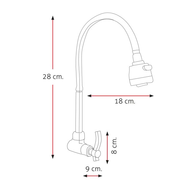LLAVE DE LAVADERO A LA PARED LAURENT STW-02 CROMADO STONE - Imagen 4
