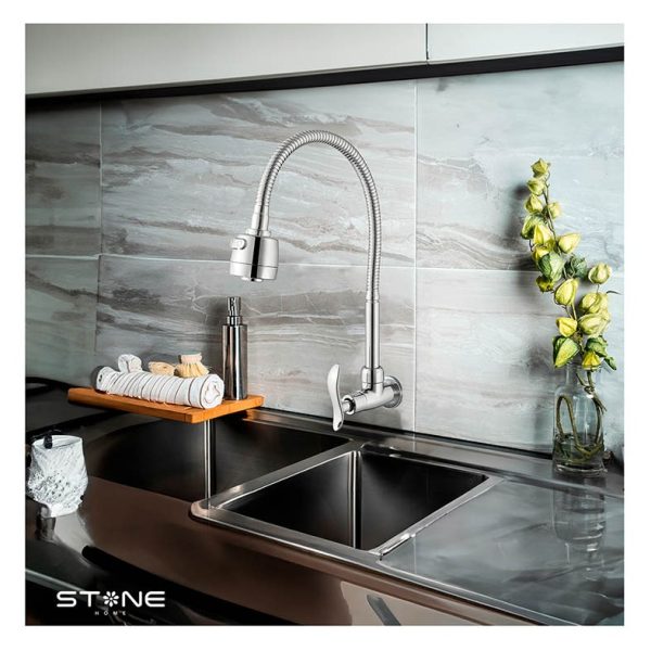 LLAVE DE LAVADERO A LA PARED LAURENT STW-03 CROMADO STONE