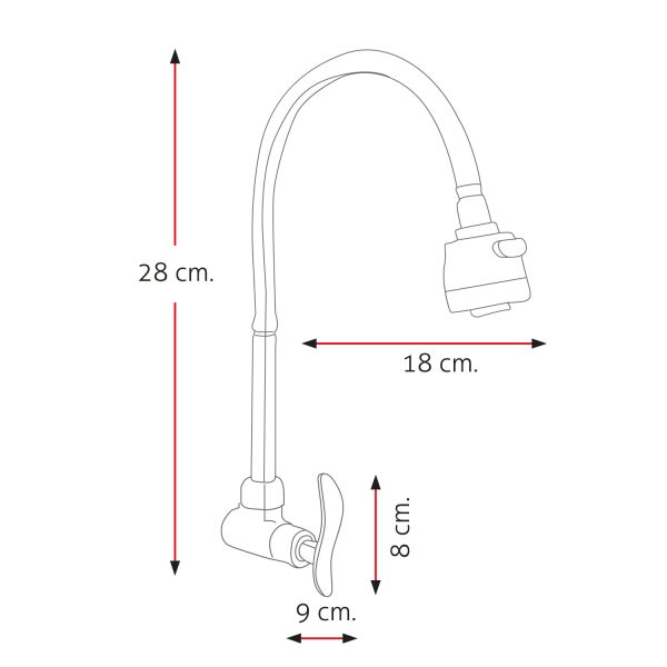 LLAVE DE LAVADERO A LA PARED LAURENT STW-03 CROMADO STONE - Imagen 3