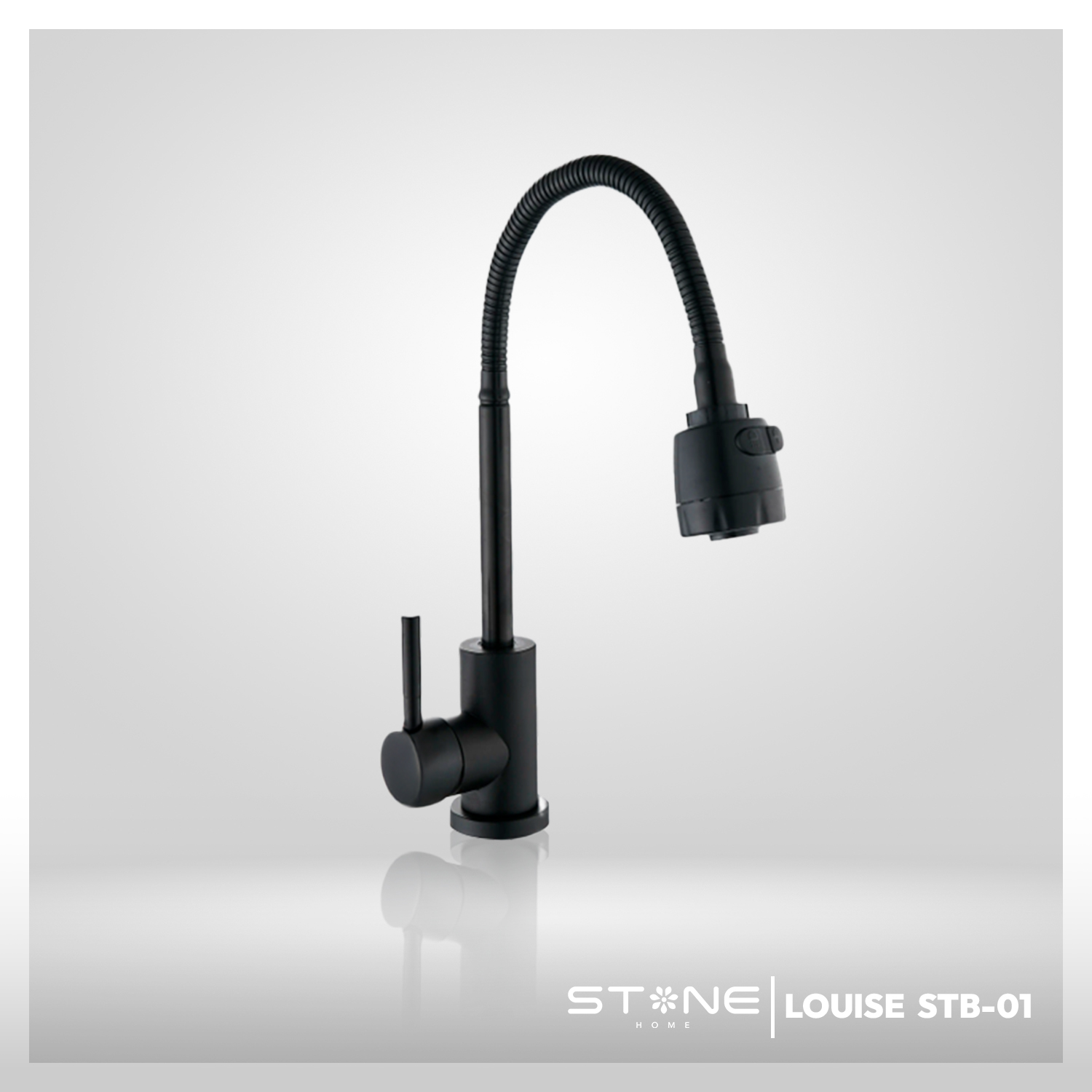 MEZCLADORA MONOCOMANDO P/COCINA AL MUEBLE LOUISE STB-01 BLACK STONE