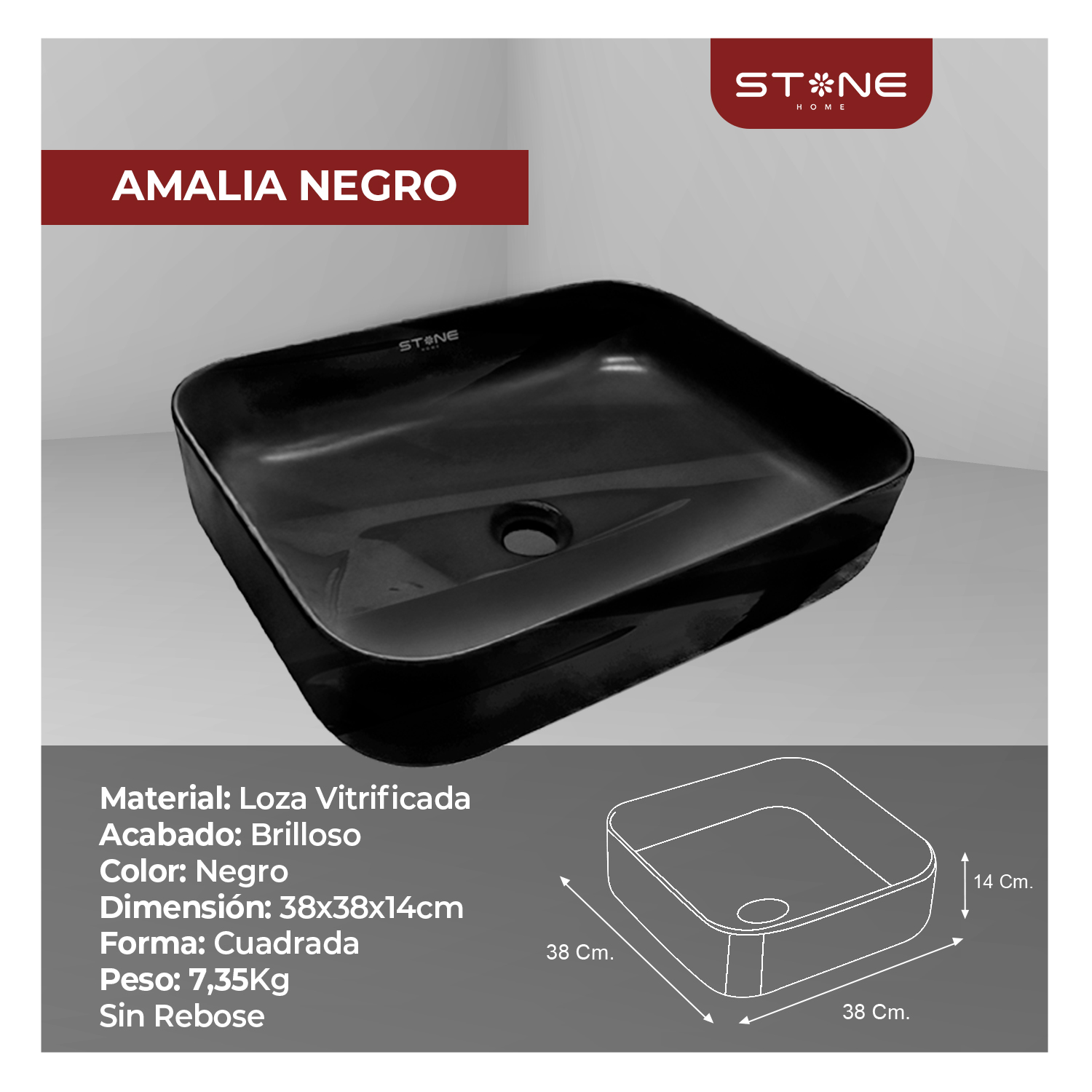 BOWL AMALIA NEGRO STONE - Imagen 2