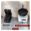 COMBO DE  INODORO ONE PIECE MINIMALISTA NOOR NEGRO + BOWL MINIMALISTA TANY STONE+ DESAGUE PUP UP GRANDE P/BOWL BLACK