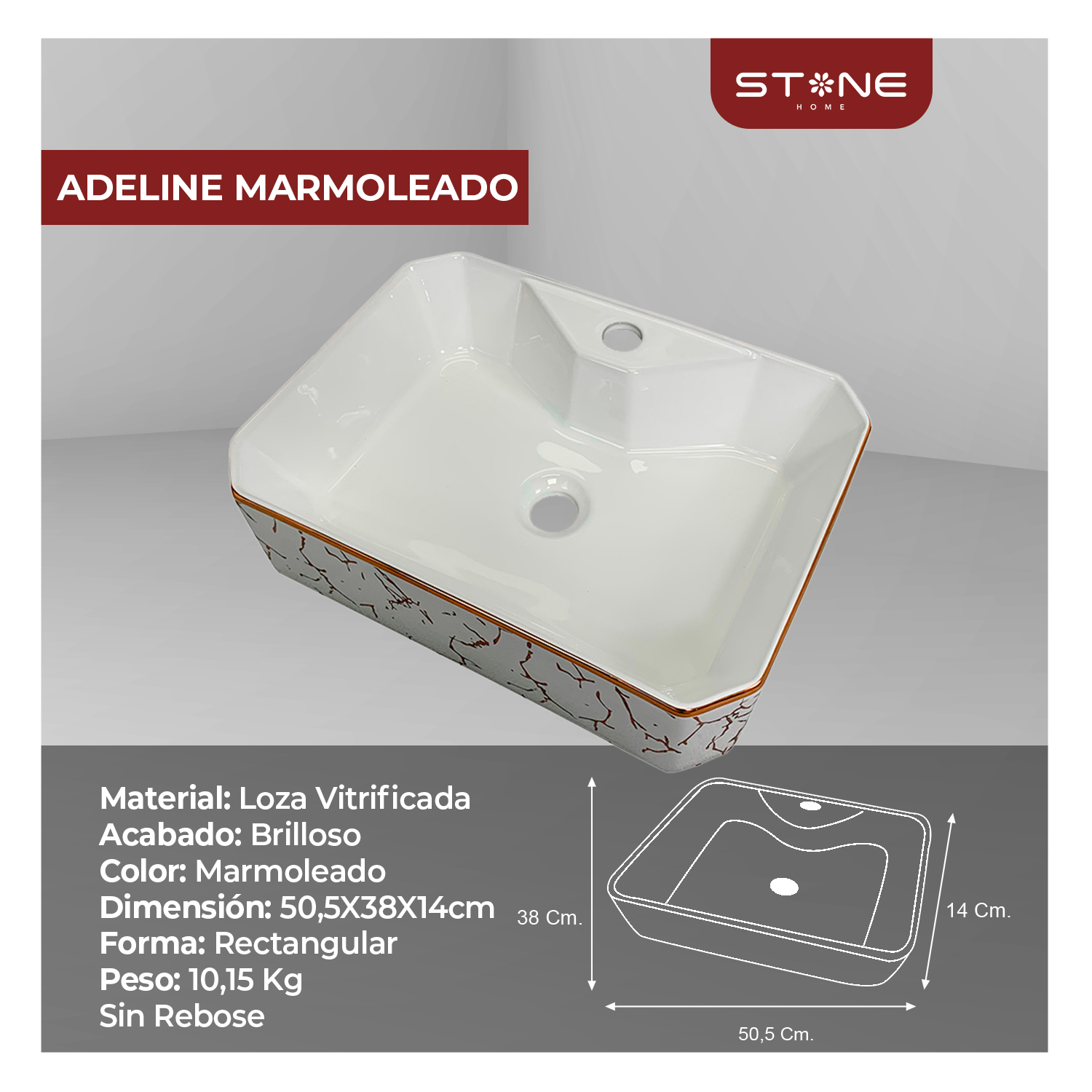 BOWL MINIMALISTA ADELINE MARMOLEADO STONE - Imagen 2