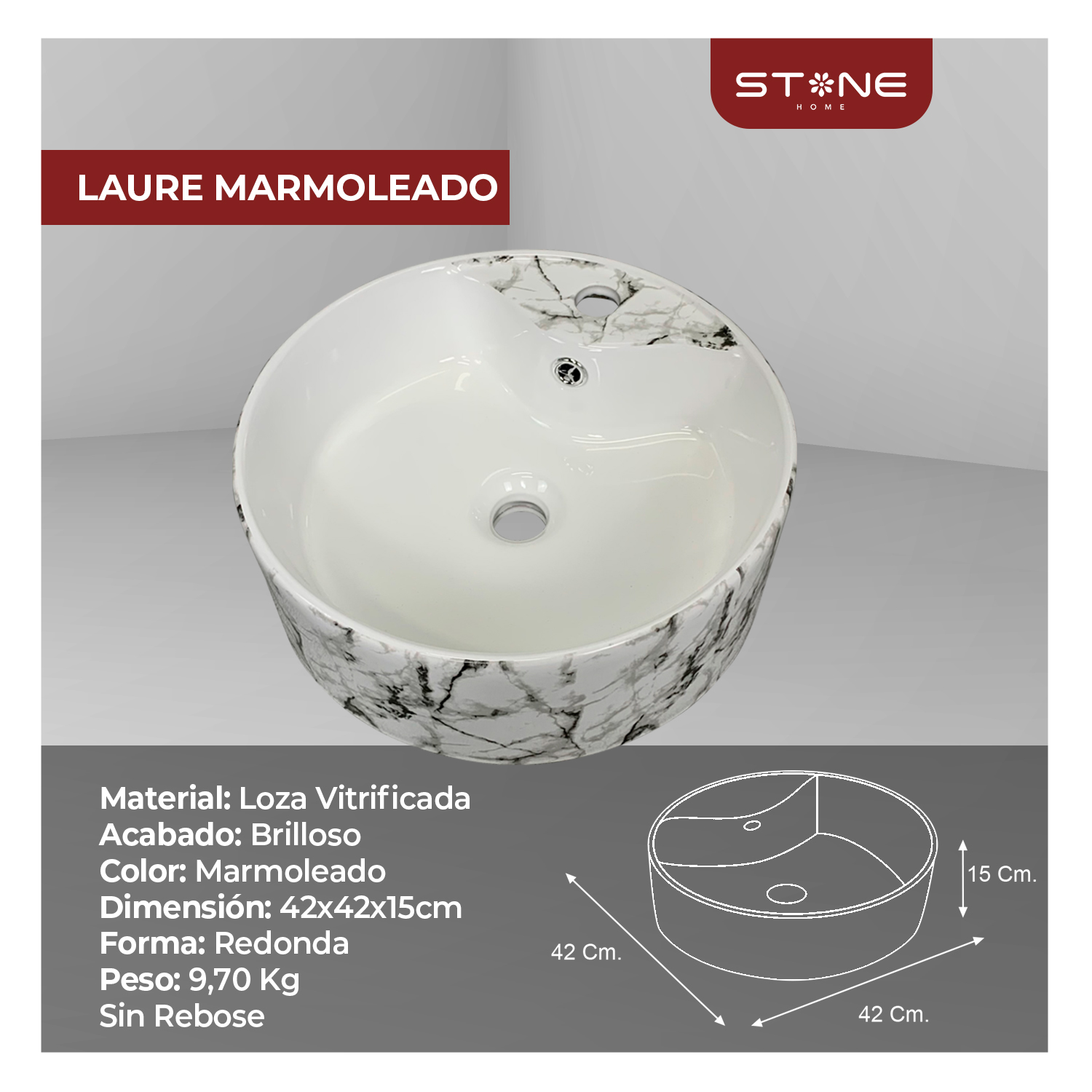 BOWL REDONDO LAURE MARMOLEADO - Imagen 2