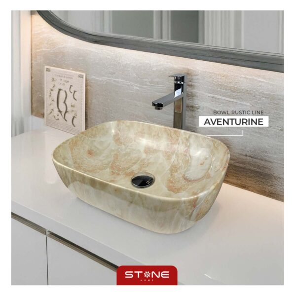 COMBO DE  INODORO ONE PIECE BASIC BONE + BOWL RUSTIC LINE AVENTURINE + DESAGUE PUP UP GRANDE P/BOWL CROMADO - Imagen 4