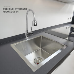 COMBO DE LAVADERO PREMIUM STPR4540 + MEZCLADORA P/COCINA AL MUEBLE LOUISE ST-01 CON ESCURRIDOR(EXONERADO) STONE