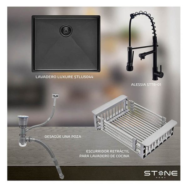 COMBO LAVADERO  LUXURE STLU5044+ ALESSIA STTB-01 CON ESCURRIDOR(EXONERADO)