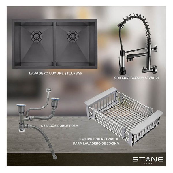 COMBO LAVADERO  LUXURE STLU7845+ ALESSIA STWB-01 CON ESCURRIDOR(EXONERADO)
