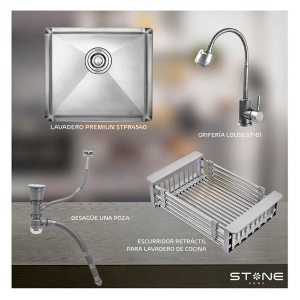 COMBO LAVADERO PREMIUM STPR4540 + LOUISE ST-01  CON ESCURRIDOR(EXONERADO)