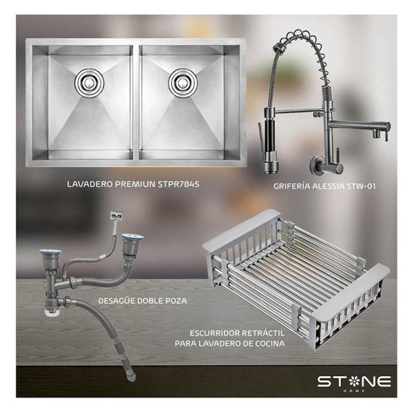 COMBO LAVADERO PREMIUM STPR7845 + ALESSIA STW-01 CON ESCURRIDOR(EXONERADO)
