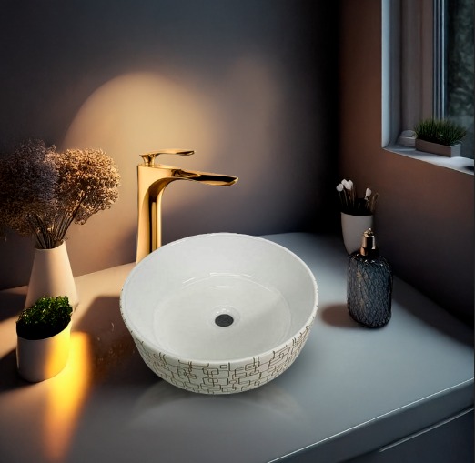 COMBO BOWL LEWIS BLANCO + MEZCLADORA P/BOWL CAROLINE STG-01 GOLDEN + DESAGUE POP UP GRANDE DORADO S/REBOSE P/BOWL CUERPO 10CM COLA 18 CM STONE