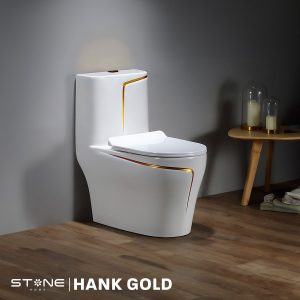 INODORO ONE PIECE MINIMALISTA HANK REDONDO BLANCO C/ DORADO STONE