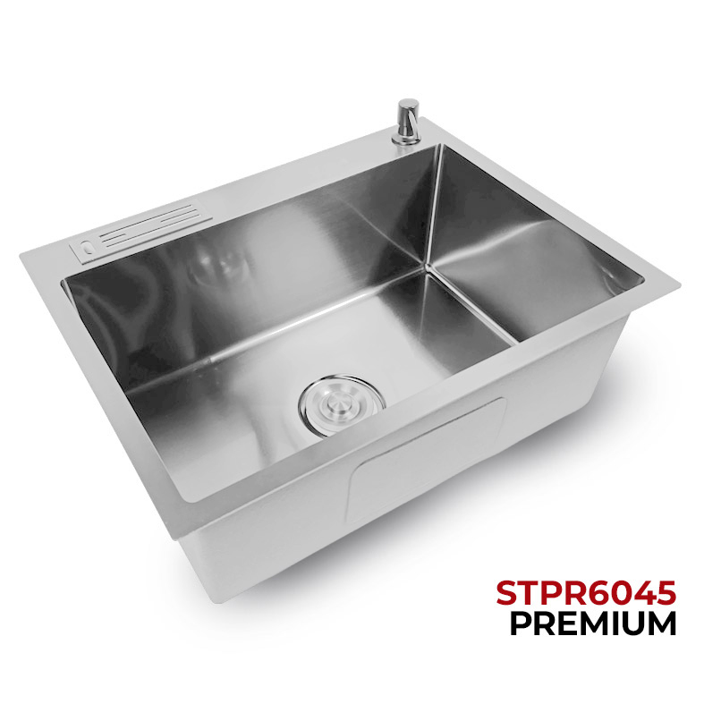 LAVADERO DE ACERO PREMIUM STPR6045 CON PORTACUCHILLO Y DISPENSADOR DE JABON SATINADO STONE - Imagen 2