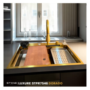 LAVADERO DE ACERO LINEA LUXURE DORADO STPR7546G STONE