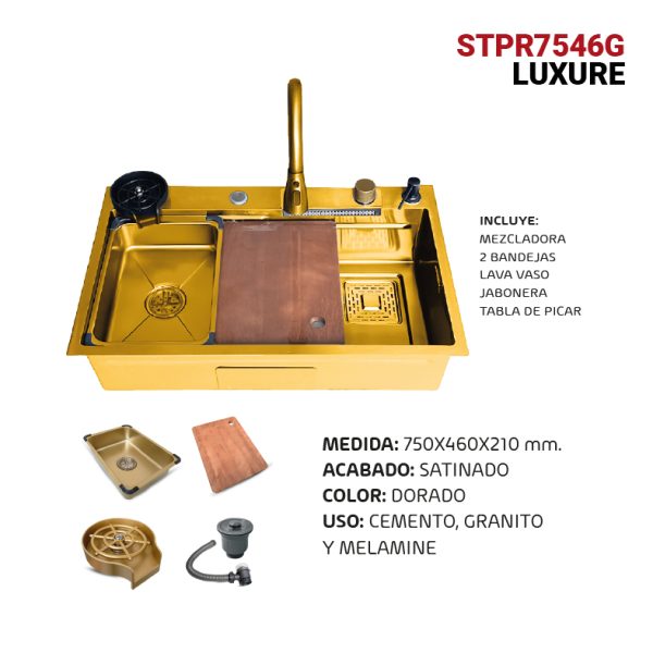 LAVADERO DE COCINA LINEA LUXURE STPR7546G - Imagen 2