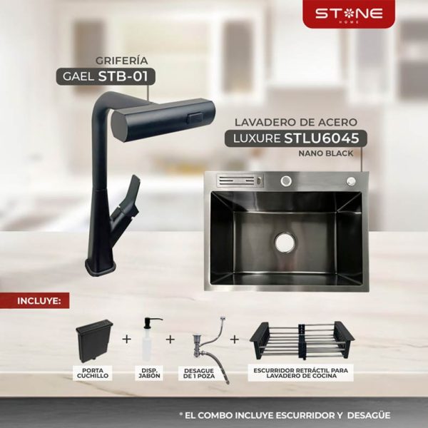 COMBO LAVADERO  LUXURE STLU6045+ GAEL STB-01 CON ESCURRIDOR(EXONERADO)