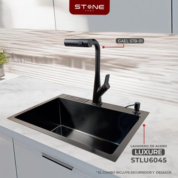 COMBO LAVADERO  LUXURE STLU6045+ GAEL STB-01 CON ESCURRIDOR(EXONERADO) - Imagen 2