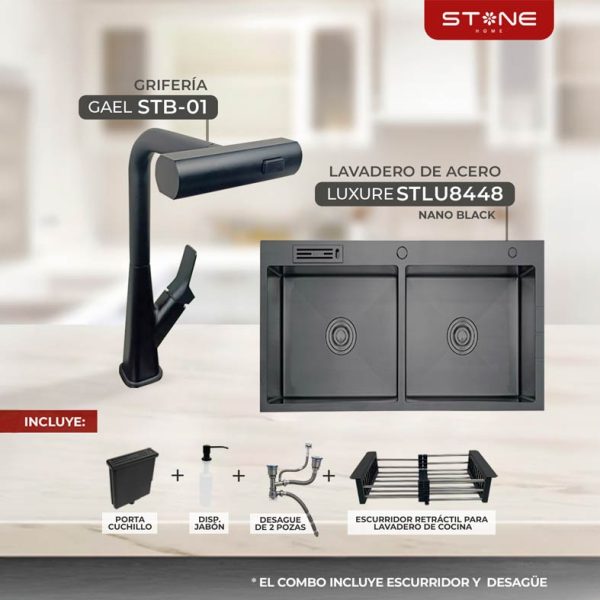 COMBO LAVADERO  LUXURE STLU8448+ GAEL STB-01 CON ESCURRIDOR(EXONERADO)