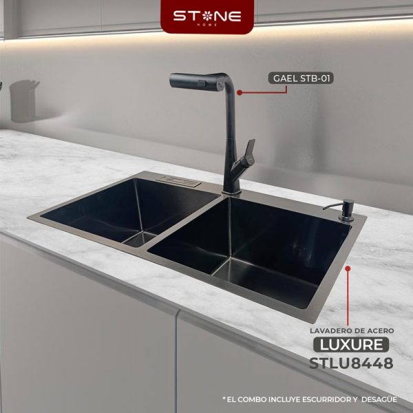 COMBO LAVADERO  LUXURE STLU8448+ GAEL STB-01 CON ESCURRIDOR(EXONERADO) - Imagen 2