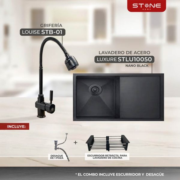 COMBO LAVADERO  LUXURE STLU10050+ LOUISE STB-01 CON ESCURRIDOR(EXONERADO)