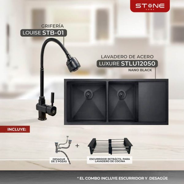 COMBO LAVADERO  LUXURE STLU12050+ LOUISE STB-01 CON ESCURRIDOR(EXONERADO)