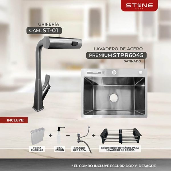 COMBO LAVADERO  PREMIUM STPR6045+ GAEL ST-01 CON ESCURRIDOR(EXONERADO)