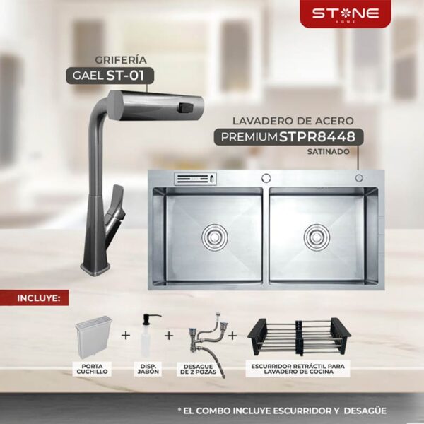 COMBO LAVADERO  PREMIUM STPR8448+ GAEL ST-01 CON ESCURRIDOR(EXONERADO) - Imagen 2