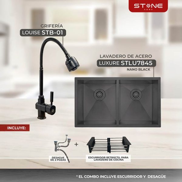 COMBO LAVADERO  LUXURE STLU7845+ LOUIS STB-01 CON ESCURRIDOR(EXONERADO)