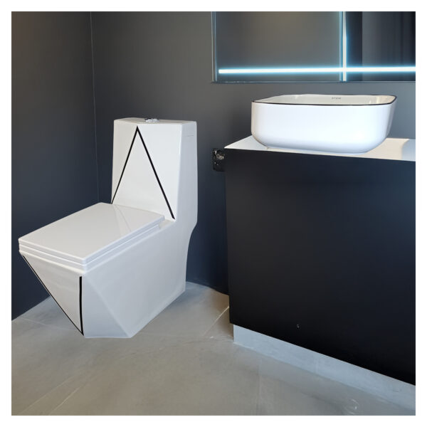 COMBO HERSEL BLANCO CON NEGRO + BOWL AMALIA CLASSIC  + DESAGUE POP UP GANDE PARA BOWL + TUBO DE ABASTO 1/2*1/2 - Imagen 2