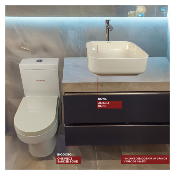 COMBO SANDER BONE STONE + BOWL AMALIA BONE C/ PUSH  GRANDE - Imagen 2