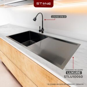 COMBO DE LAVADERO LUXURE STLU10050 + MEZCLADORA P/COCINA AL MUEBLE LOUISE STB-01 CON ESCURRIDOR(EXONERADO) STONE