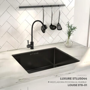 COMBO DE LAVADERO LUXURE STLU5044 + MEZCLADORA P/COCINA AL MUEBLE LOUISE STB-01 CON ESCURRIDOR(EXONERADO) STONE