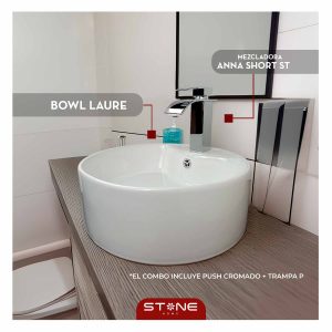 COMBO MEZCLADORA ANNA SHORT ST + BOWL LAURE + PUSH CROMADO + TRAMPA P