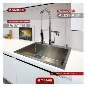 COMBO LAVADERO PREMIUM STPR6045 + ALESSIA STT-01 CON ESCURRIDOR(EXONERADO)