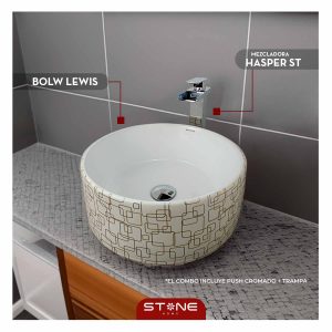 COMBO MEZCLADORA HASPER ST + BOWL LEWIS + PUSH CROMADO +TRAMPA