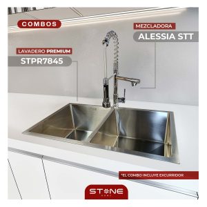 COMBO LAVADERO PREMIUM STPR7845 + ALESSIA STT-01 CON ESCURRIDOR(EXONERADO)
