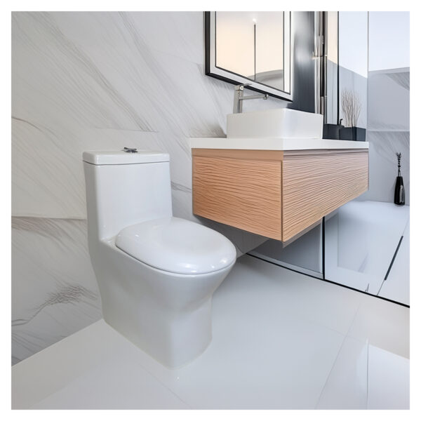 COMBO DE  INODORO ONE PIECE NOOR BLANCO + BOWL  AMELIA BLANCO STONE+ DESAGUE PUP UP GRANDE P/BOWL  CROMADO + TUBO DE ABASTO 1/2*1/2 STONE - Imagen 2