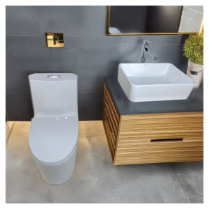 COMBO DE INODORO NORDI BLANCO + BOWL RECTANGULAR ADALIA STONE + DESAGUE PUP UP GRANDE P/BOWL  CROMADO + TUBO DE ABASTO 1/2*1/2 STONE