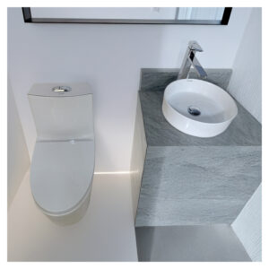 COMBO DE INODORO MINIMALISTA NORDI BLANCO STONE + BOWL REDONDO TANY BLANCO STONE +DESAGUE PUP UP GRANDE P/BOWL  CROMADO + TUBO DE ABASTO 1/2*1/2 STONE