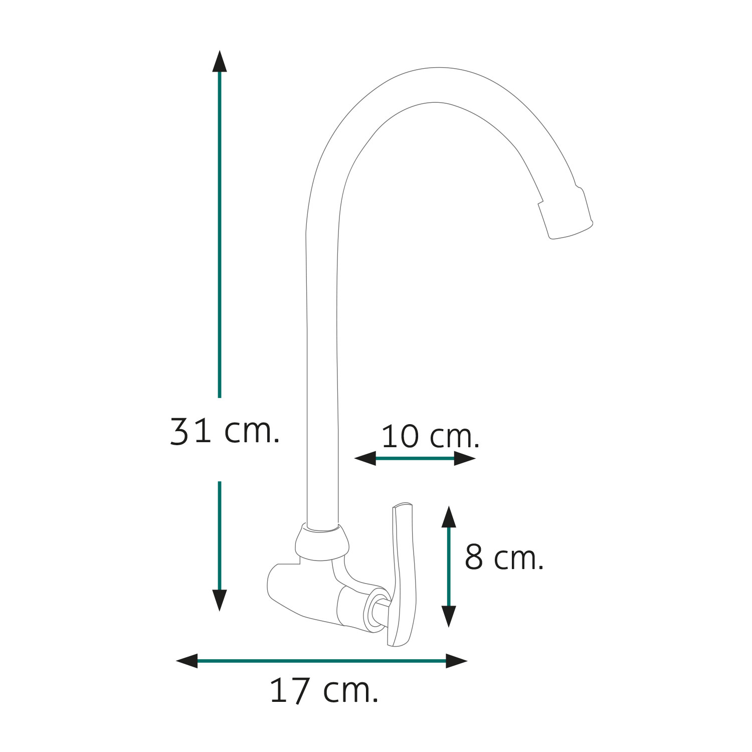 LLAVE DE COCINA A LA PARED VLT R-02 - Imagen 2