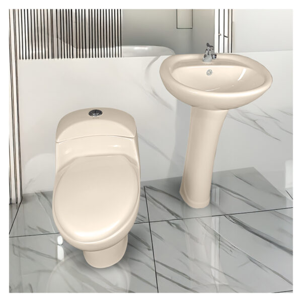 COMBO DE INODORO ESSENCE BONE + LAVATORIO C/PEDESTAL STONE - Imagen 2