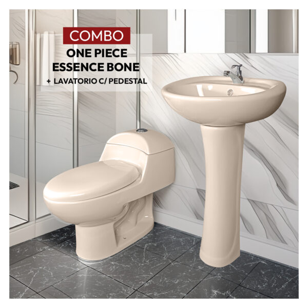 COMBO DE INODORO ESSENCE BONE + LAVATORIO C/PEDESTAL STONE
