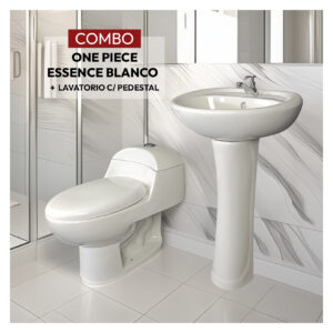 COMBO DE INODORO ESSENCE BLANCO + LAVATORIO C/ PEDESTAL BLANCO STONE