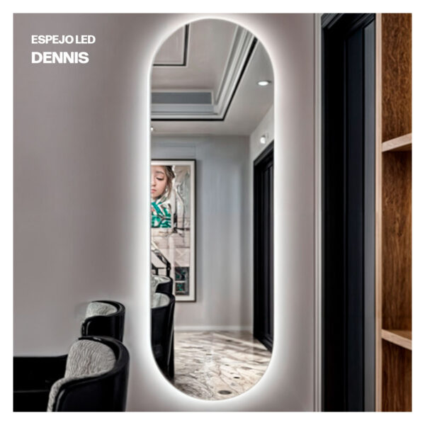 ESPEJO CUERPO COMPLETO LED TACTIL DENNIS 130X50CM STONE